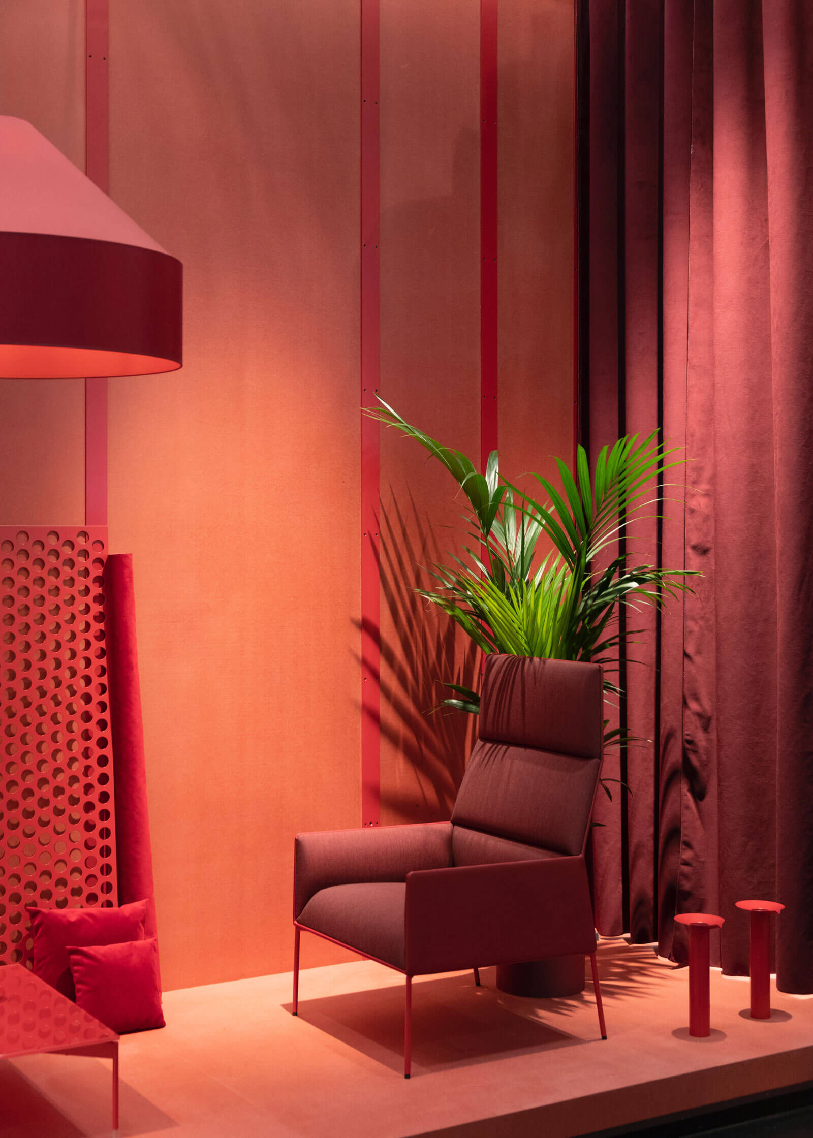 A red chair set in a red ambient.